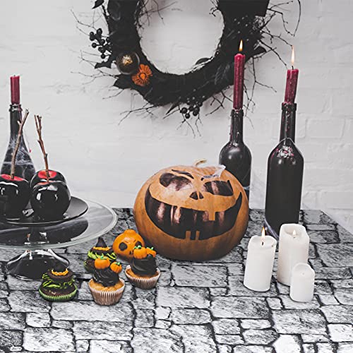 Stone Wall Tablecloths, Medieval Themed Party Decorations Supplies Disposable Plastic Brick Stone Tablecloth Castle Brick Wall Table Covers For Halloween Birthday Party Favors(108 X 54 Inch, 6 Pack)