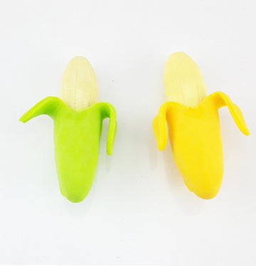yueton?Pack of 4 Cute Funny Novelty Banana Style Pencil Eraser Rubber Stationery Kid Gift Toy