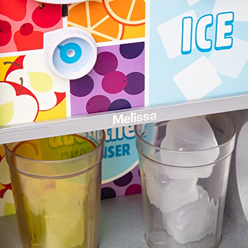 Melissa & Doug Wooden Thirst Quencher Drink Dispenser With Cups, Juice Inserts, Ice Cubes - Pretend Play Soda Fountain, Food Set