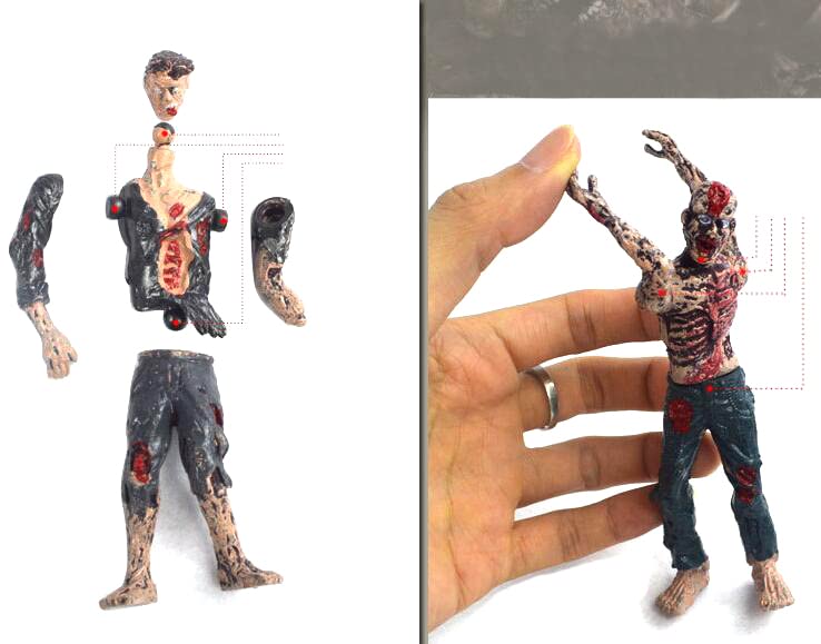 Powertrc Toy Zombie Action Figures With Movable And Detachable Joints | Mini Zombie Figurines | Great For Presents, Decoration, And Party Favors | Pack Of 6, 4 Inches Tall Zombies