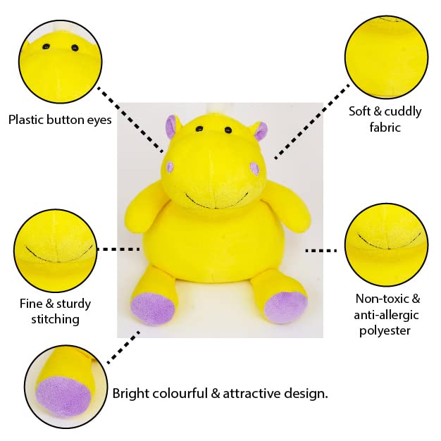Furrendz Hippy Hippo 10'' Plush|Animal Character Soft Toy-Hippo|Furry Plush|Soft & Anti Allergic Fabric|Safe For Kids|Role Playt