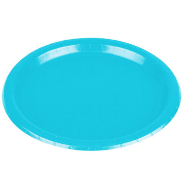 Caribbean Blue Round Paper Plates - 10' (20 Pc) - Perfect For Parties, Picnics, & Everyday Meals