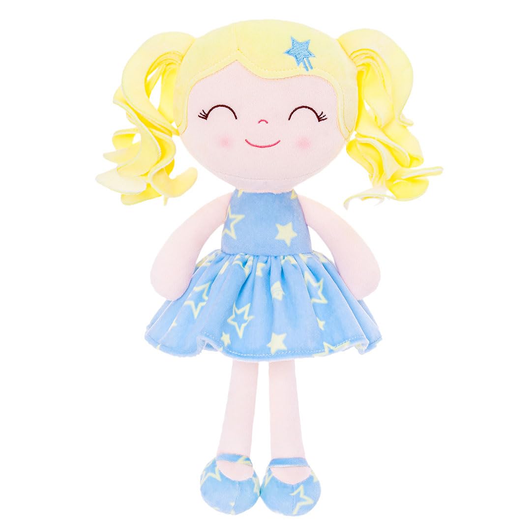 Gloveleya Baby Dolls Soft Snuggly First Baby Girl Gifts Soft Doll For Girls With Star Printed Blue Dress 12Inches Galaxy Series