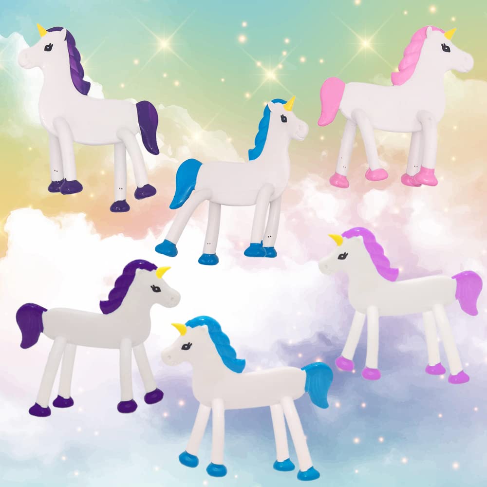 Artcreativity 24 Pcs Bendable Unicorns Toys For Girls, Flexible Easter Gift Toys Unicorn Figurines, Easter Basket Essentials, Cupcake Toppers, Piñata Fillers, Birthday Party Favors, Goodie Bag Stuffer