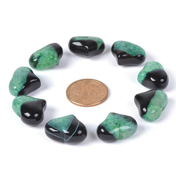 Dyed Green Drusy Druzy Agate Gemstone Healing Crystal 1 Inch Mini Puffy Heart Pocket Stone Iron Gift Box (Pack Of 10)