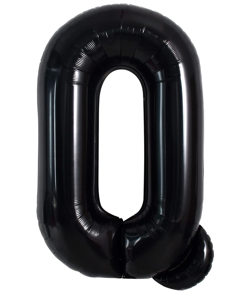 Toniful 40 Inch Large Black Q Letter Balloons Jumbo Helium Balloons,Foil Mylar Big Alphabet Balloons For Birthday Party Annivers