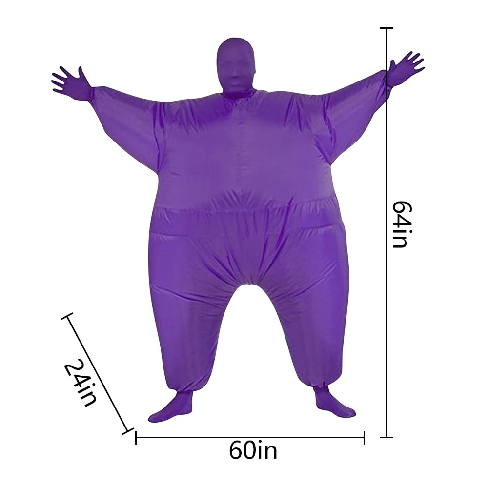 Qshine Inflatable Full Body Jumpsuit Cosplay Costume Halloween Funny Fat Suit Fancy Dress Blow Up Party Toy (Purple)