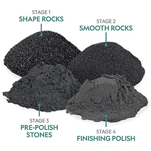 NATIONAL GEOGRAPHIC Rock Tumbler Grit & Polish Refill Kit - Media for Up to 20 lbs. of Rocks, Compatible with Any Rock Polisher, Black
