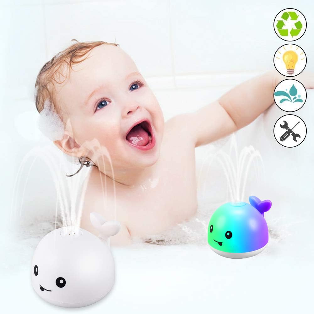 Zhenduo Baby Bath Toys, Bath Toys, Whale Spray Water Bath Toy, Sprinkler Bathtub Shower Toys For Toddlers Kids Boys Girls, Pool Toy For Baby (White)