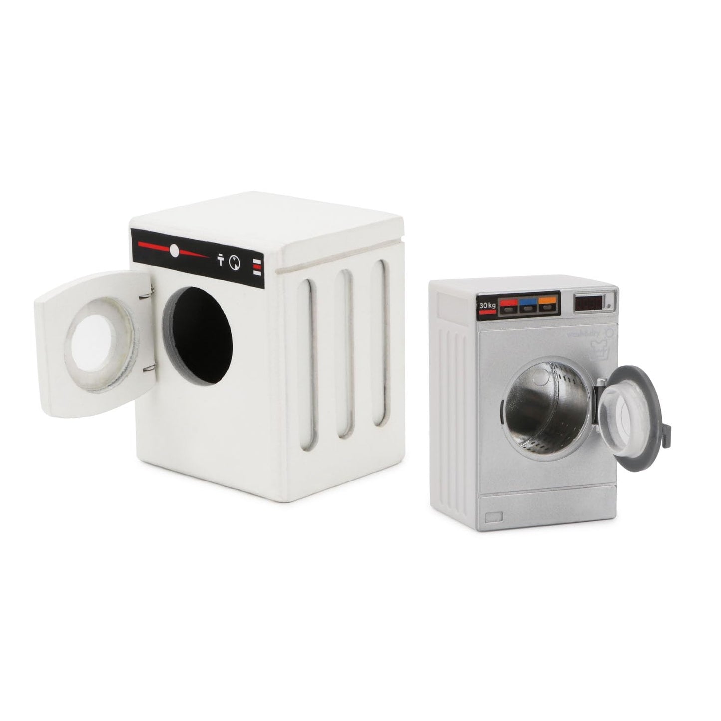 Dollhouse Miniature Washing Machine 1:12 Furniture Appliance Model Laundry Machine Mini House Washer Decoration Accessories Openable Lid Washer Dryer (Wood)