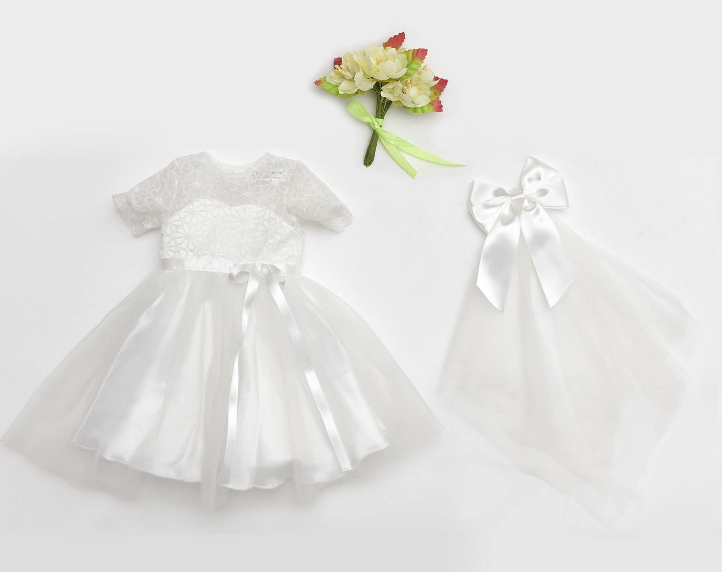 Sweet Dolly 18 Inches American Doll Clothes First Communion Gorgeous White Wedding Dress Veil Bouquet Sets Fit 18 Inches Dolls