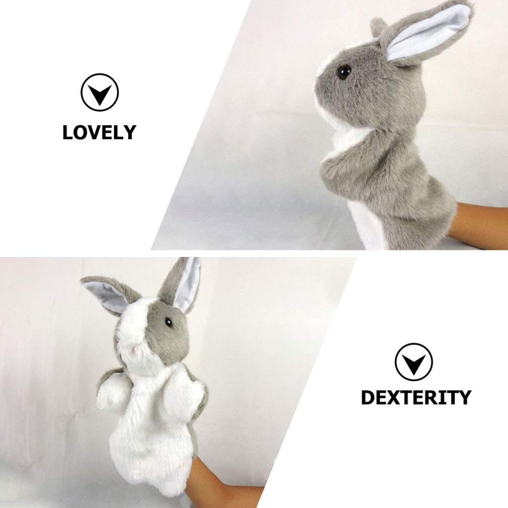 Easter Bunny Rabbit Hand Puppet Plush Animal Toys Easter Kids for Imaginative Pretend Play Stocking Storytelling (Gray)