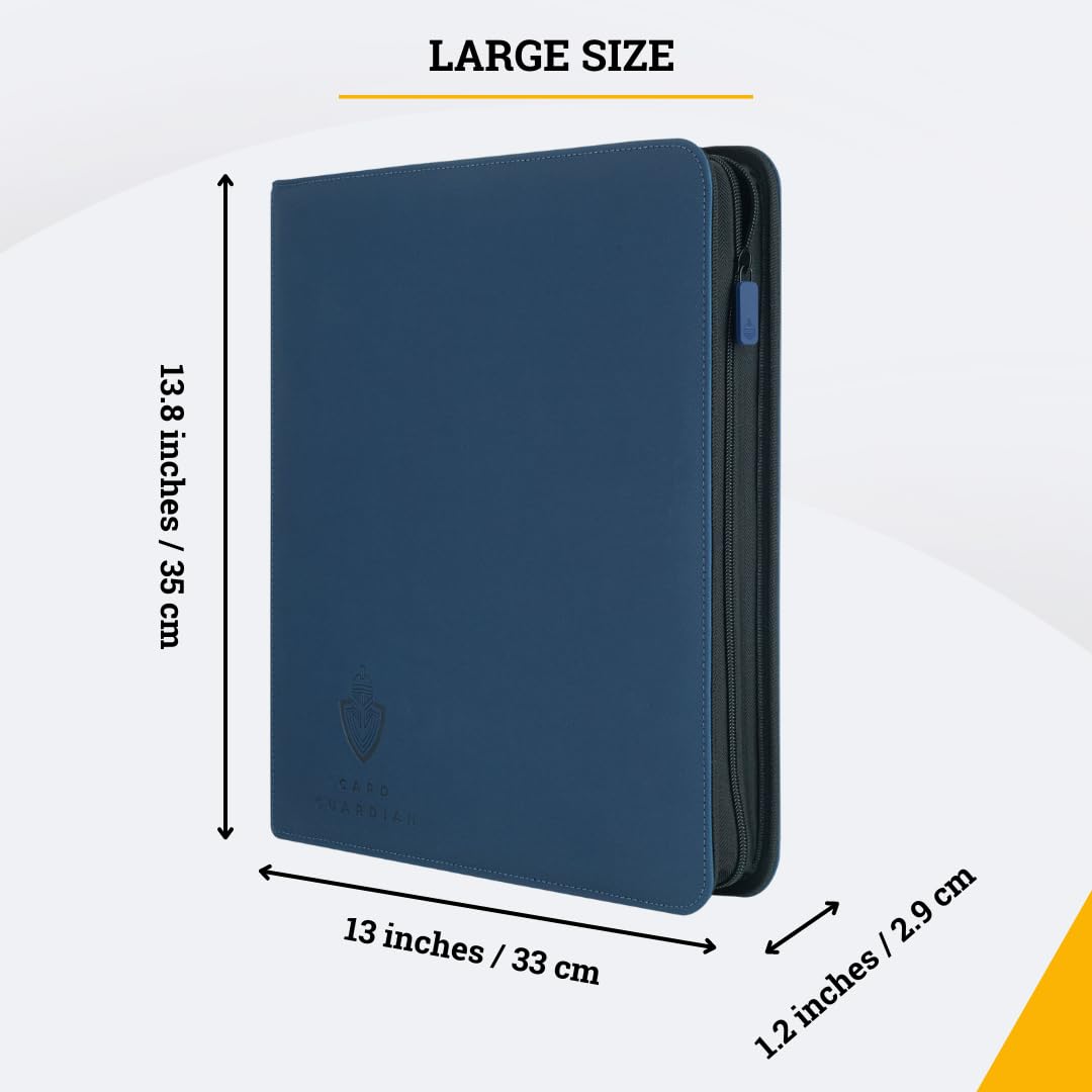 Card Guardian - 12 Pocket enhanced Binder with Zipper for 480 Cards Trading Card Games TCG (Blue) Perfect Card Binder Yugioh Cards MTG Binder Sports Card Binder