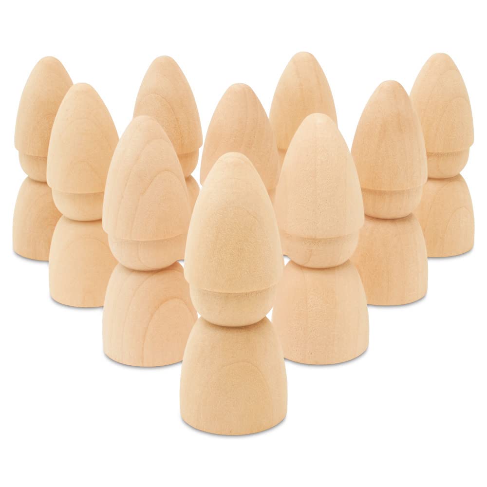 Gnome Wood Peg Dolls Unfinished 2-3/4 Inch, Pack Of 25 Peg People For Crafting, Miniature Figures & Small World Play, By Woodpec