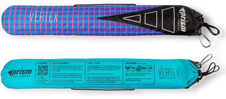 Prism Kite Technology Vertex High Flying Diamond Kite With 10' Long Triple Streamer Tail, Ultraviolet