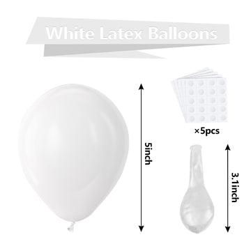 Bezente White Balloons Latex Party Balloons - 150 Pack 5 Inch Matte White Helium Balloons For White Themed Wedding Birthday Baby