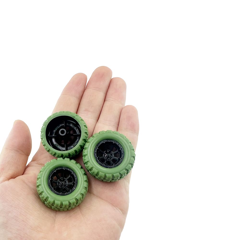 10PCS Toy Car Wheel RC Car Rubber Tire Wheel with 5PCS Shaft Round Rod Axles for RC Car Truck Robot DIY Model Toy Wheel Parts (2