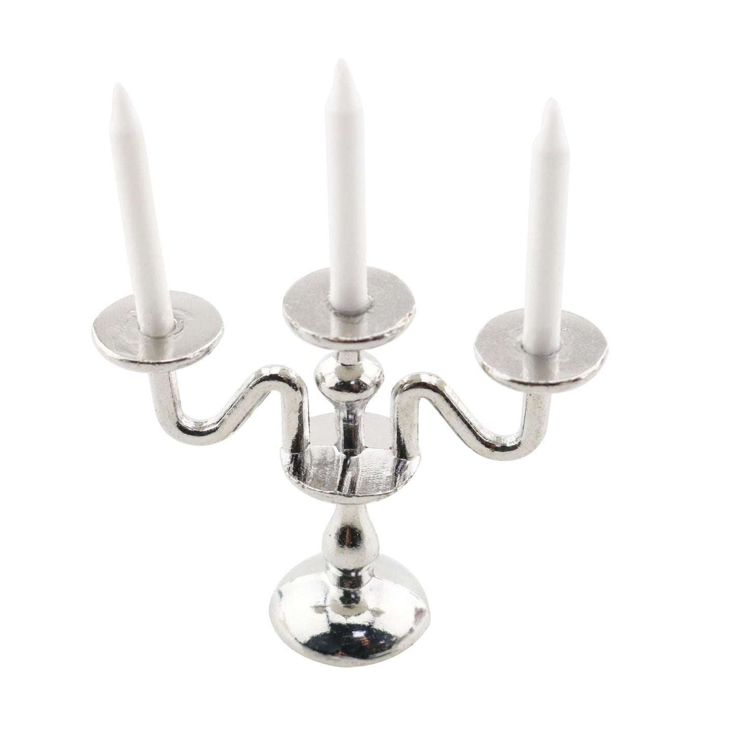 TAODAN 1:12 Dollhouse Miniature Candlesticks Doll Accessories Playing House Scene Model Silver 1/12 Scale Dollhouse Candle Holde