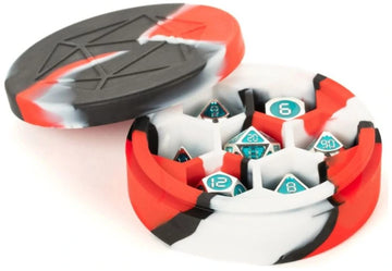 Metallic Dice games LIc921 Silicone Round Dice case - Red, Black & White