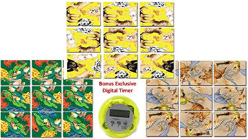 Bundle Of Scramble Squares B Dazzle Brain Teaser Puzzles For Adults/Teens/Kids - 3 Puzzles Included - Frogs, Puppies And Digging