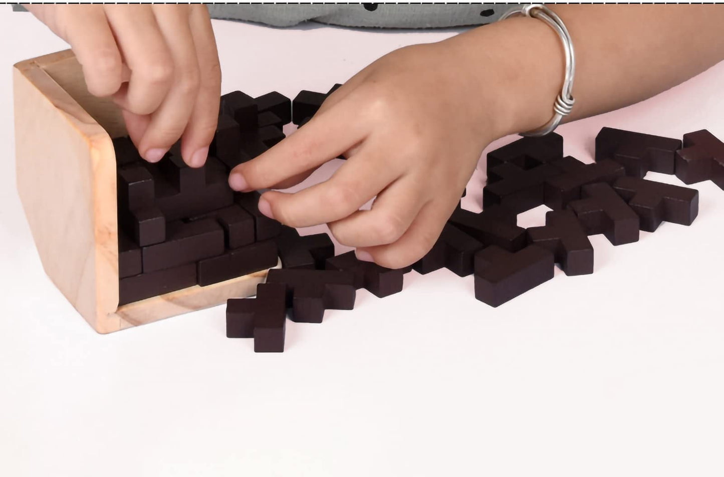 3D Wooden Brain Teaser Puzzle Cube Wooden Puzzles T-Shaped Jigsaw Logic Puzzle Game Puzzles Educational Toy for Kids and Adults