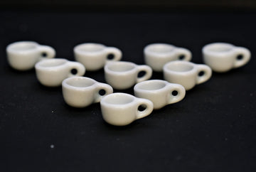 10 White Gray Coffee Tea Cup Size 2 X 1.5 Cm Dollhouse Miniatures Food Kitchen Docoration