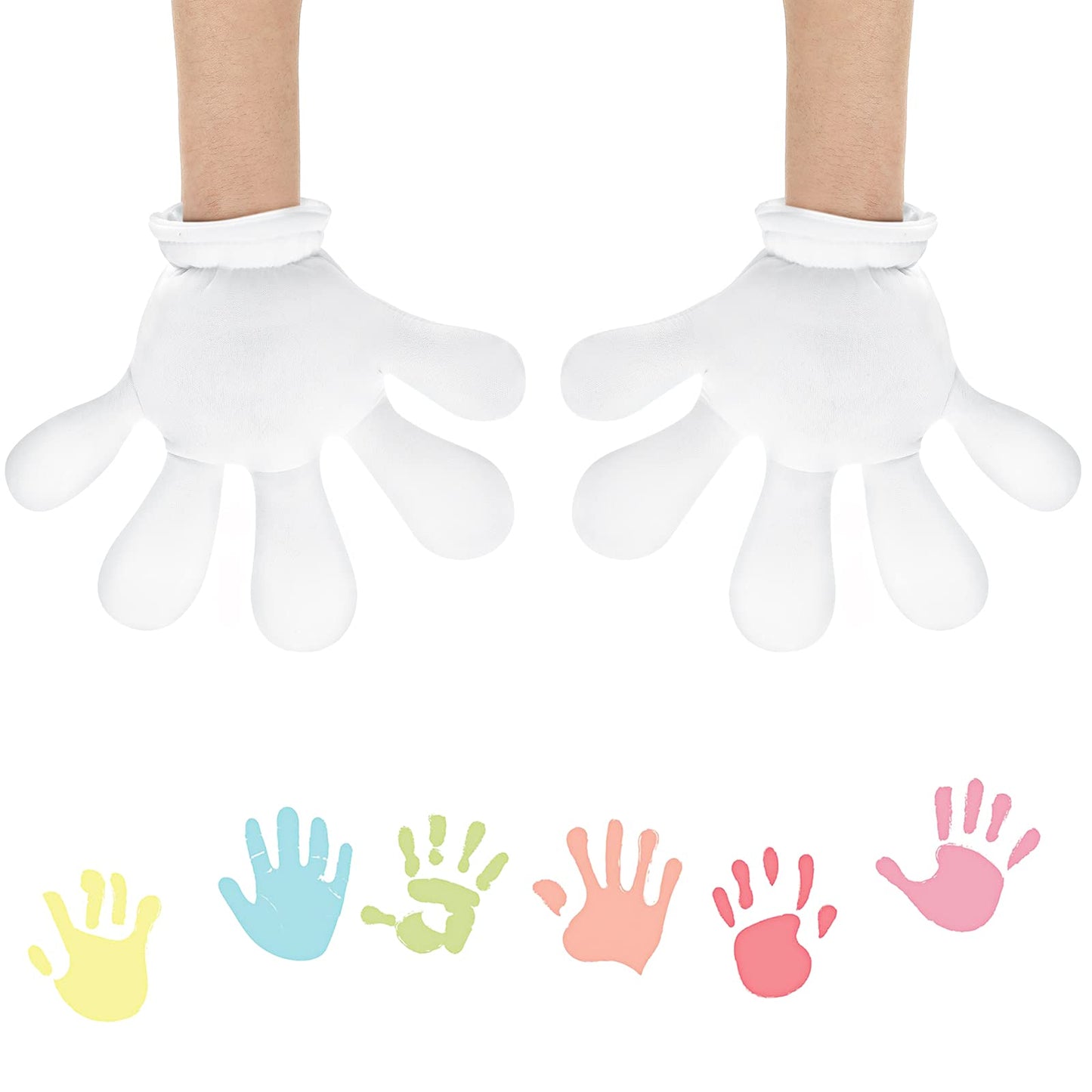 Geyoga 2 Pairs Jumbo Cartoon Hands Large Costume Gloves, Halloween Gloves For Party Birthday Role Playing Costumes(White,2)