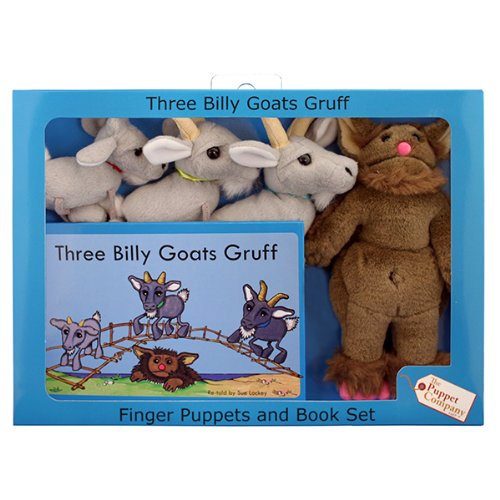 The Puppet Company Traditional Story Sets Three Billy Goats Gruff & Troll Book and Finger Puppets Set