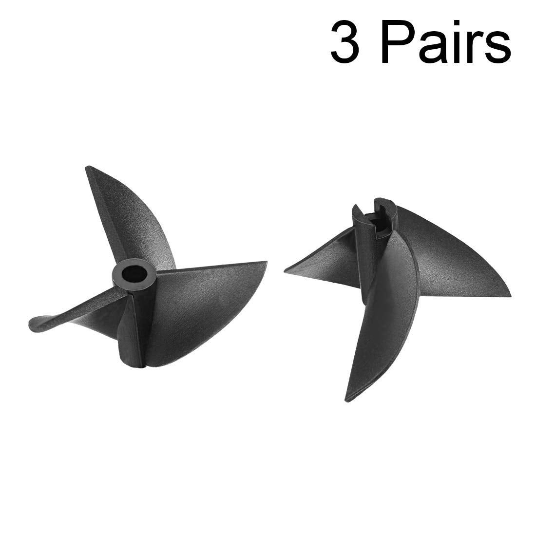 uxcell RC Boat Propeller 3mm Shaft 3 Vanes 35mm 1.9 P/D Fan Shape Pastic Black CW CCW Rotating Propeller Props for RC Boat, 3 Pa