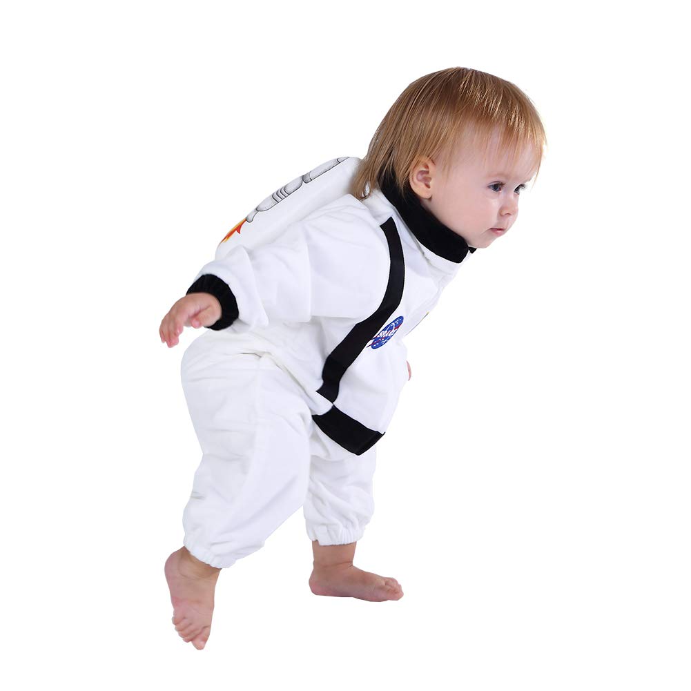 Hsctek Toddler Astronaut Costume, Baby Space Cosplay Infant Boys Girls, Newborn Halloween Suit Costume Kids White 4T