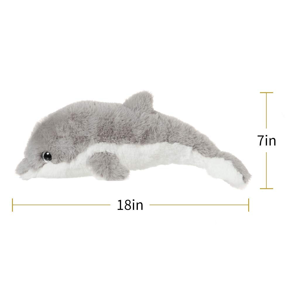 Apricot Lamb Ocean Stuffed Animals Toys Plush Gray Dolphin Sea Animal Soft Cuddly Perfect For Girls Boys (Medium, 18 Inches)