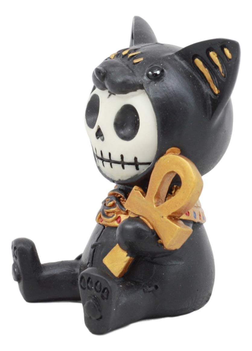 Ebros Egyptian Furrybones Feline Cat Goddess Bastet Holding Ankh Figurine Small 2.75 Inch Tall Furry Bones Skeleton Decor Statue Gods And Goddesses Of Egypt