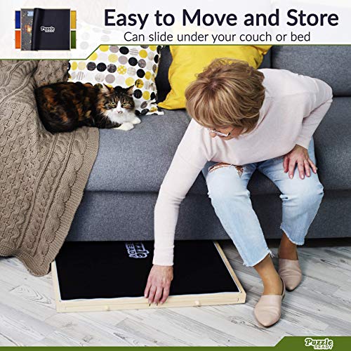 Puzzle Ready Puzzle Board With Drawers & Cover - 1000 Pieces Wooden Jigsaw Puzzle Table Mat With Lazy Susan Spinning Cover & Colorful Sorting Trays For Family - 24”X 30”