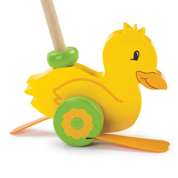 Wooden Wonders Push-N-Pull Waddling Duckling With Rubber Feet By Imagination Generation