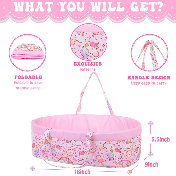 Ecorelf 8 Pcs Baby Doll Clothes With Bassinet For 16-18 Inch Baby Doll Reborn, Baby Doll Accessories Clothes Outfit Including Do
