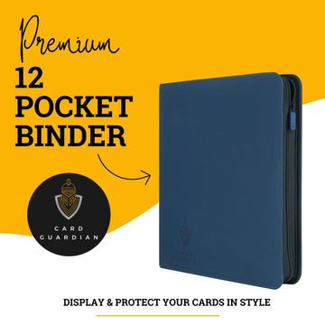 Card Guardian - 12 Pocket enhanced Binder with Zipper for 480 Cards Trading Card Games TCG (Blue) Perfect Card Binder Yugioh Cards MTG Binder Sports Card Binder