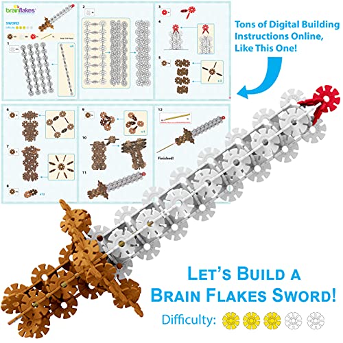 Brain Flakes 500 Piece Set, Ages 3+, Interlocking Plastic Disc Toy For Creative Building, Educational Stem Learning, Construction Block Play For Kids, Teens, Adults, Boys, And Girls