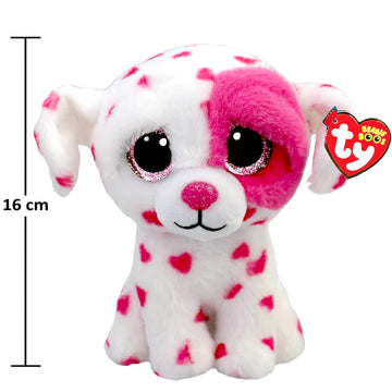 Ty Beanie Beau - White Valentine Dog With Hearts - 6''