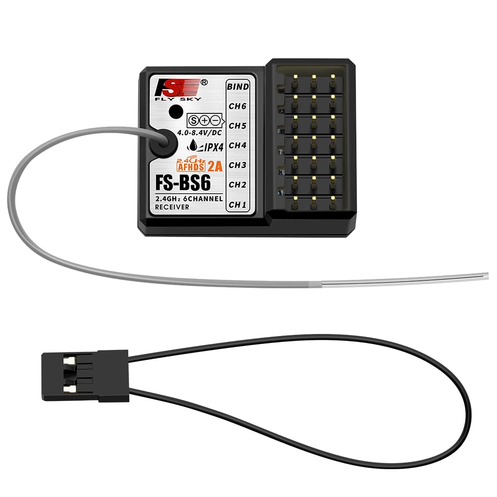 Flysky FS BS6 Receiver Waterproof 2.4G 6CH Receiver for Flysky FS-GT5 FS-IT4S FS-i6 FS-i6X Transmitter RC Car Boat (1 PC)