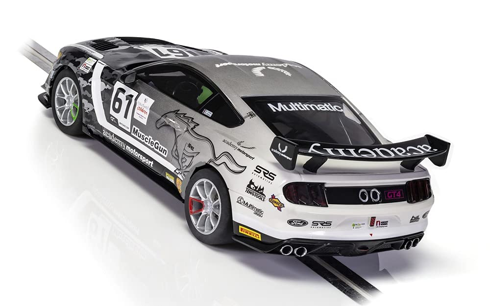 Scalextric Ford Mustang Gt4 Academy Motorsport 1:32 Slot Race Car C4221, Black & Gray