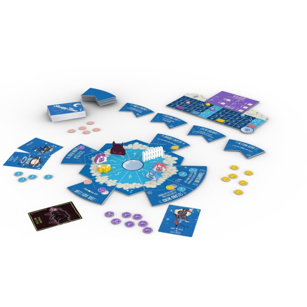 Aeg Sheepy Time | Play As Sheep Jumping The Fence In Dreamland, Avoid Nightmares | Interactive Push Your Luck Family Game | 1-4 Players | Ages 10+