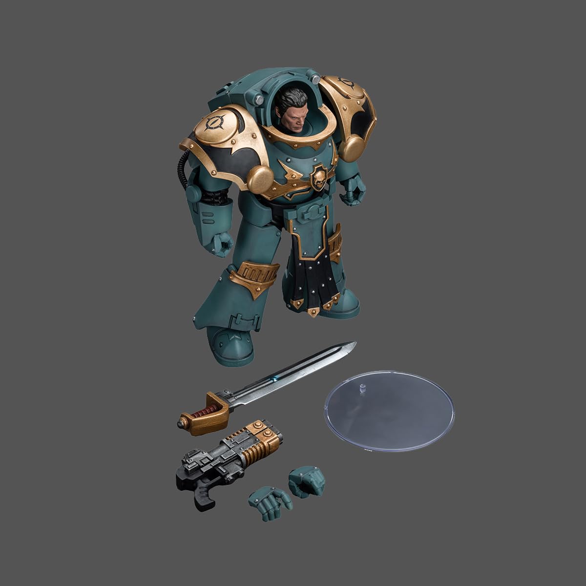 JOYTOY Warhammer The Horus Heresy 1/18 Action Figure Sons of Horus Tartaros Terminator Squad Sergeant with Volkite Charger and Power decorative replica blade Collection Model Birthday Gifts