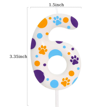 ElekFX Blue Dog Paw Themed Birthday Candles, Number 6 Paw Print Birthday Party Supplies, 2.76 inch Paw Cake Topper Decorations,