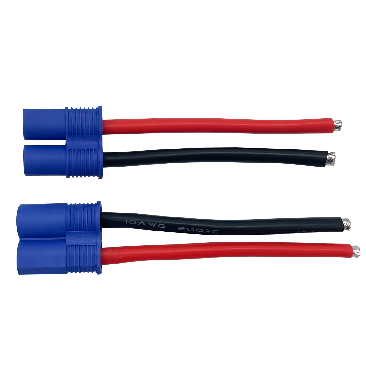2Pairs EC8 Connector Male & Female Extension Cable with 10AWG 10cm Gauge Silicone Wire for RC Lipo Batteries Cars FPV Drones