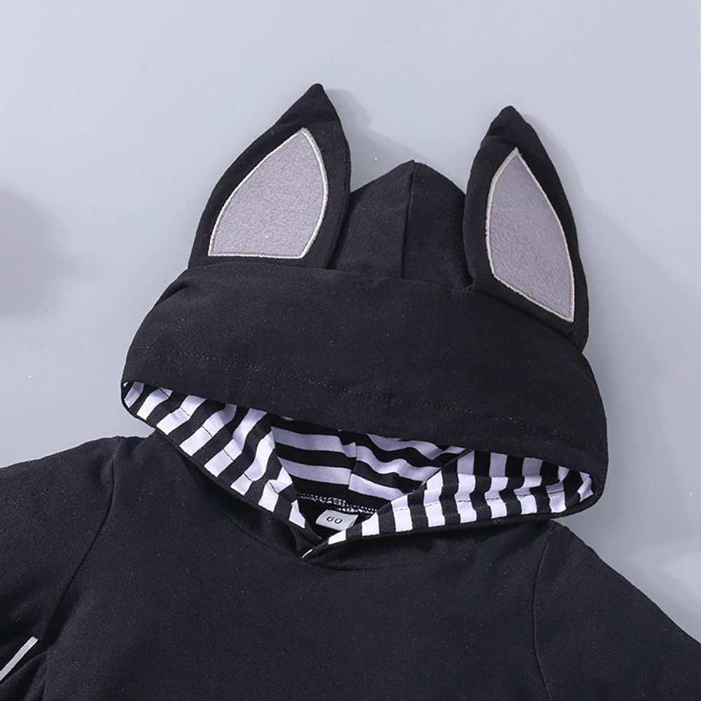 Baby Bat Costume: Baby Boy Halloween Costumes Infant Costume Newborn Cloak Romper Bat Ears Jumpsuit With Wings Cosplay Toddler Vampire Dress Up Hooded Clothes Photoshoot Black Skull Spider 0-3 Months