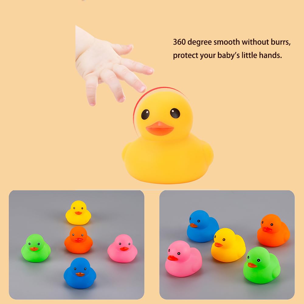 50 Pcs Multicolor Mini Rubber Ducks Baby Bath Toy ,Children Squeak And Float Colored Small Ducks In Bulk Toddlers Shower Duck De