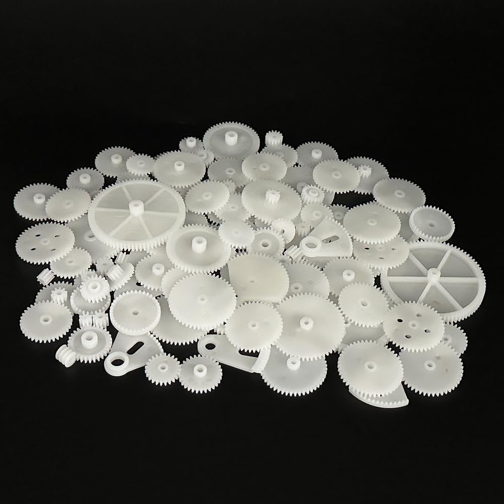 107PCS Small Motor Gears Plastic Gears for Motor RC Car Model Toy DIY Helicopter RC Toy Gear Replacement Module 0.5 (107)