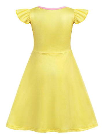 Sukyfecde Princess Dress For Toddler Girls Halloween Costume Birthday Dresses Role Play Outfits 9-10 Year Old Yellow