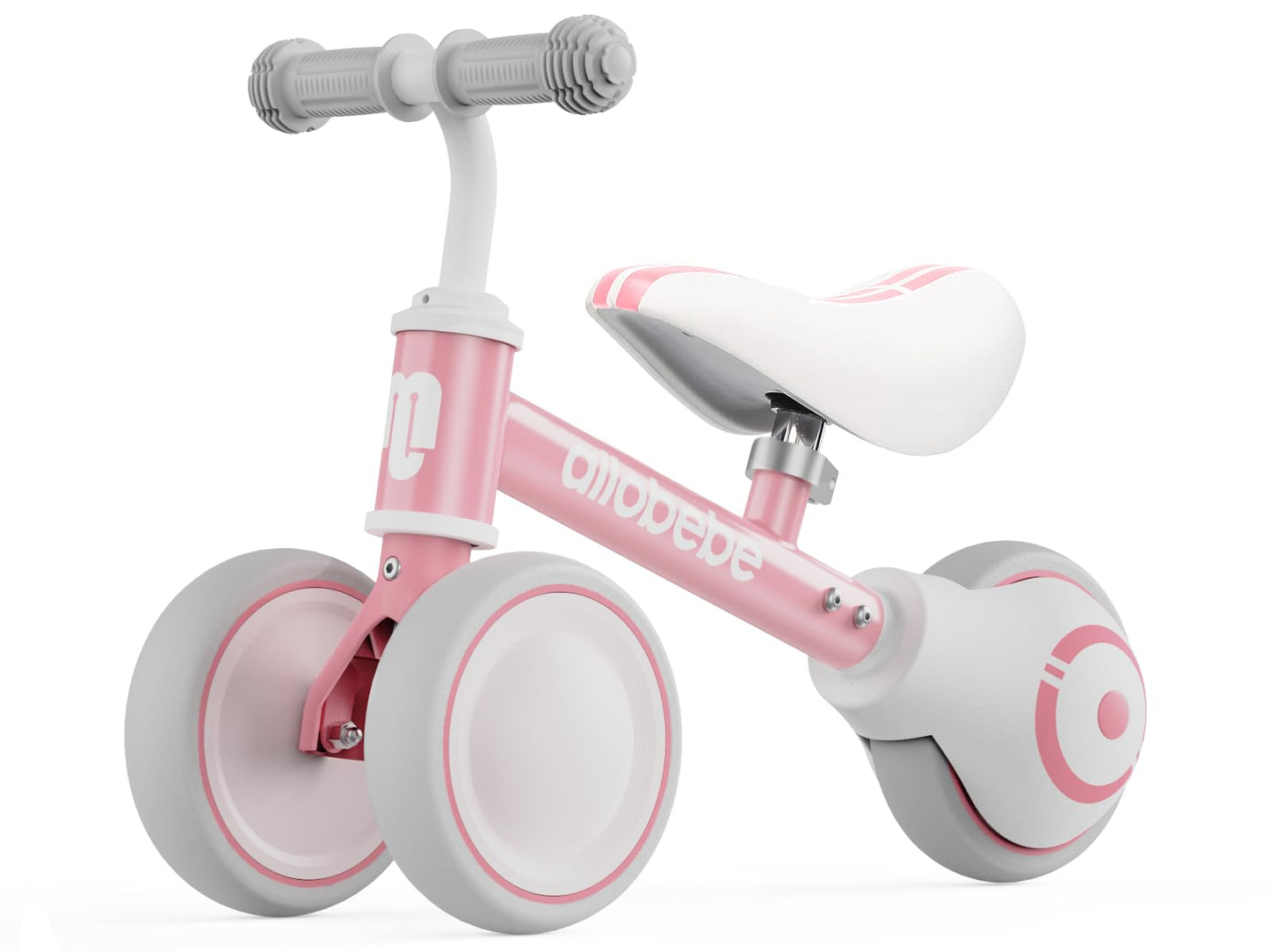 Allobebe Baby Balance Bike, Cute Toddler Bikes 12-36 Months Gifts For 1 Year Old Girl Bike To Train Baby From Standing To Walking With Adjustable Seat Silent & Soft 3 Wheels, Pink