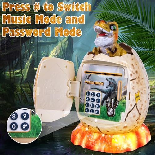 Refasy Kids Piggy Bank Money Bank Dinosaur Money Saving Box for Boys Girls Age 3-12 Password ATM Bank Electronic Coin Bank Kids